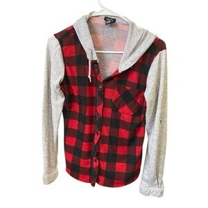 Rue 21 Plaid Button Up Soft Hoodie
